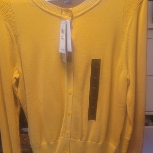 Yellow button up sweater
